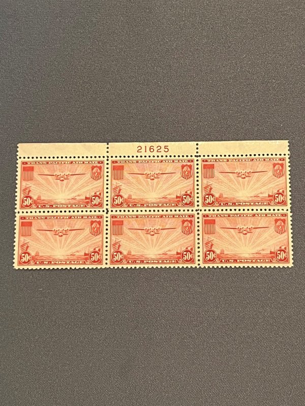 C22, China Clipper, Plate Block of 6, Mint OGNH,  CV $125.00