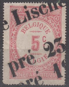 Belgium 1886 5c Affiches Poster Tax Revenue stamp Used