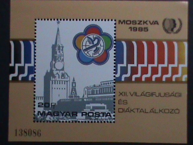 HUNGRAY-1985-SC#2944- 12TH WORLD YOUTH FESTIVAL-MOSCOW- MNH S/S VERY FINE