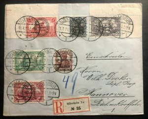 1920 Allenstein Olsztyn Registered Cover to Hanover Germany Plebiscite Stamps