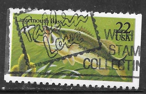 USA 2207: 22c Largemouth Bass (Micropterus salmoides) , single, used, VF