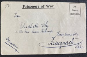 1917 Isle Of Man England Prisoner War Knoekaloe Camp Cover To Kreuznach Germany