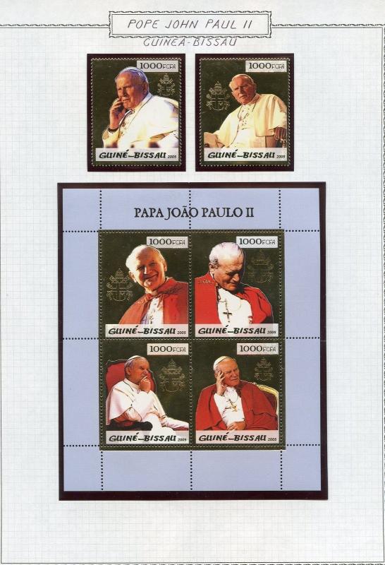 POPE JOHN PAUL II LOT GUINEA BISSAU  OF STAMPS AND SOUVENIR SHEETS  MINT NH 