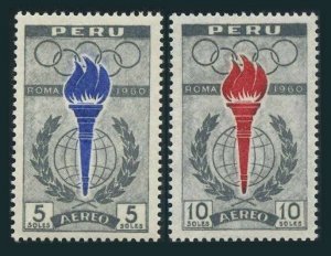 Peru C172-C173, MNH. Michel 605-606. Olympics Rome-1960.