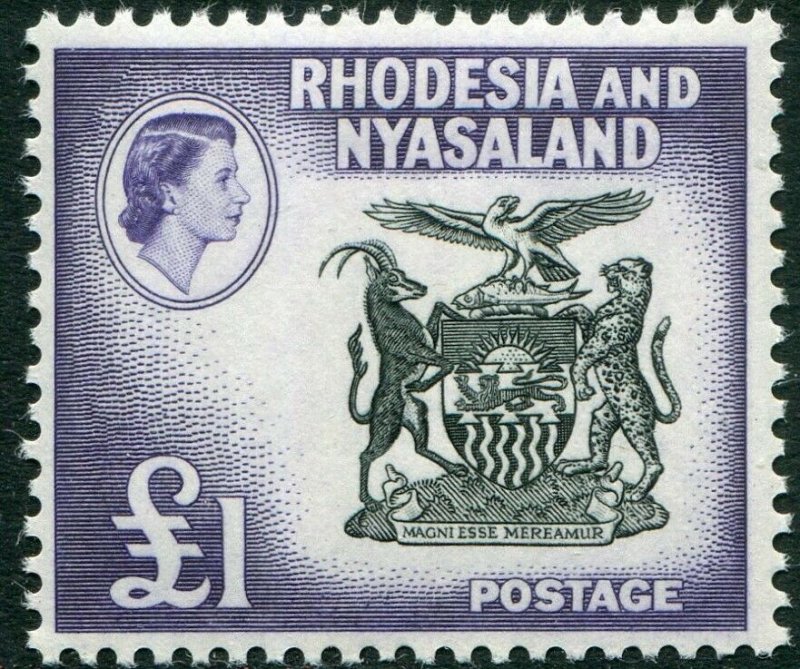 RHODESIA & NYASALAND-1959-62 £1 Black & Deep Violet Sg 31 UNMOUNTED MINT V48368