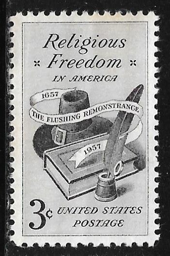 USA 1099: 3c Bible, Pilgrim Hat and Quill Pen, MNH, VF