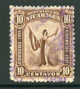 Nicaragua 1912 Liberty 10¢ Red Brown Sc 301 VFU Q428