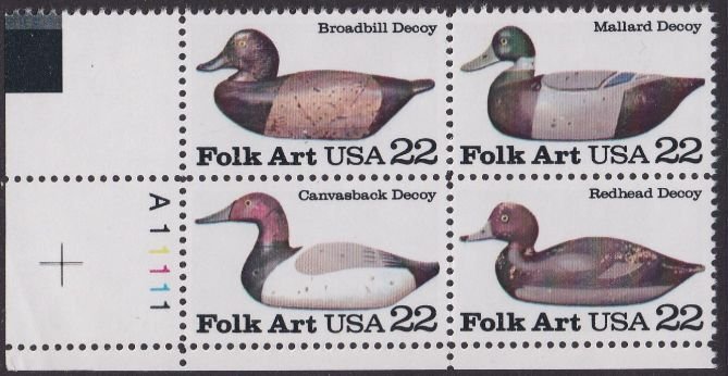 2141a American Folk Art Ducks Plate Block MNH