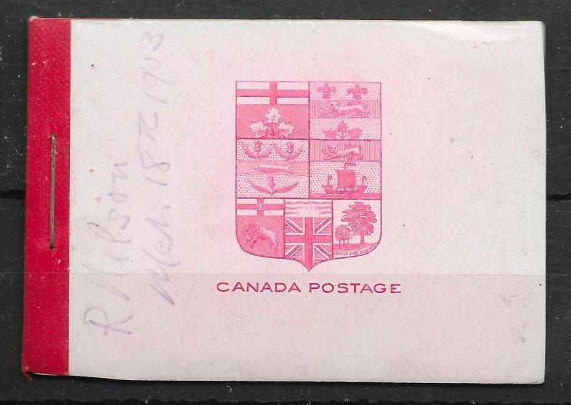 CANADA SGSB1 1900 25c RED ON PINK BOOKLET MINT - FAULTS