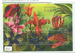 Nevis #1245  Souvenir Sheet (Flowers)