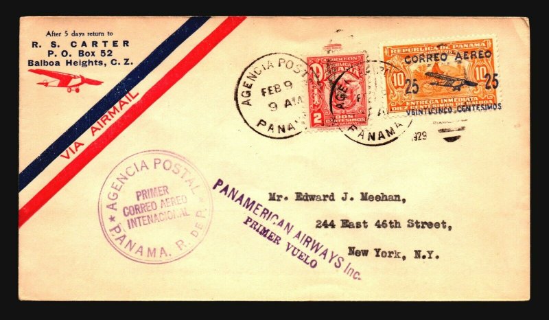 Panama 1929 FFC to NY - Z17482