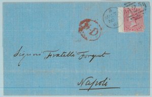 BK0266 - POSTAL HISTORY - GB SG # 66 (NICE) on COVER from MALTA to ITALY 1861-