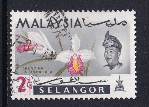 Malaysia Selangor  #122  used 1965 orchids 2c
