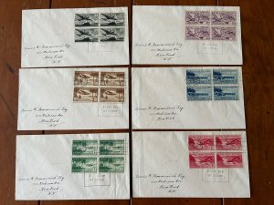 Canal Zone C15-C20 Airmail Blocks on Matched Set of 6 First Day Cover LV4678