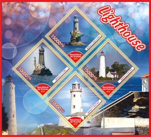 Stamps. Lighthouses 2019 year 1+1 sheets perforated