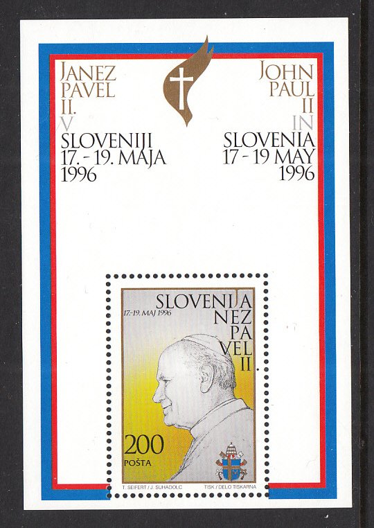 Slovenia 254 Pope John Paul II Souvenir Sheet MNH VF