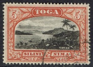 TONGA 1897 VIEW 5/- WMK TURTLES SIDEWAYS USED