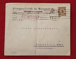 Germany German Deutsches Reich cover Manheim to Frankfurt  1925 Metered cancel