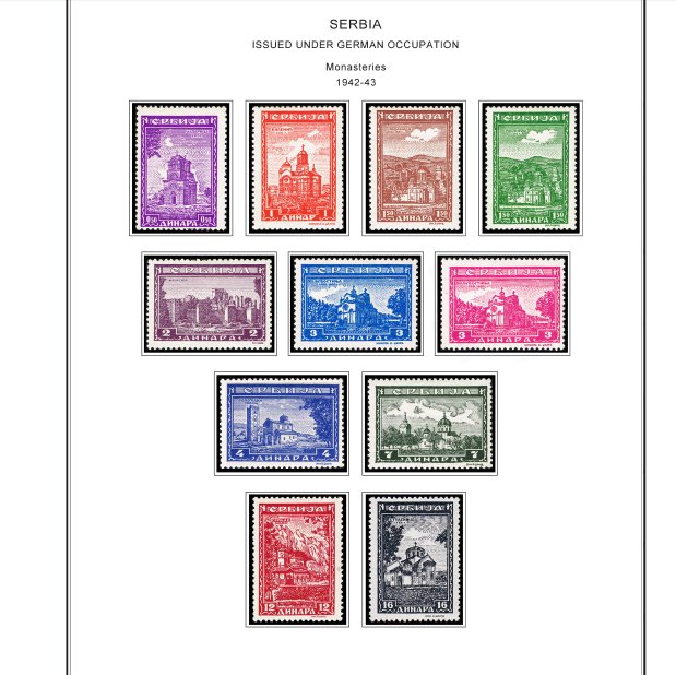 COLOR PRINTED OCCUPIED SERBIA +  YUGOSLAVIA 1941-1945 STAMP ALBUM PAGES (23 pgs)