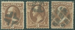 Scott #O74 &#O79 LOT/3 TREASURY DEPT OFFICIALS, QUAD, H, & GRID Fancy Cancels!