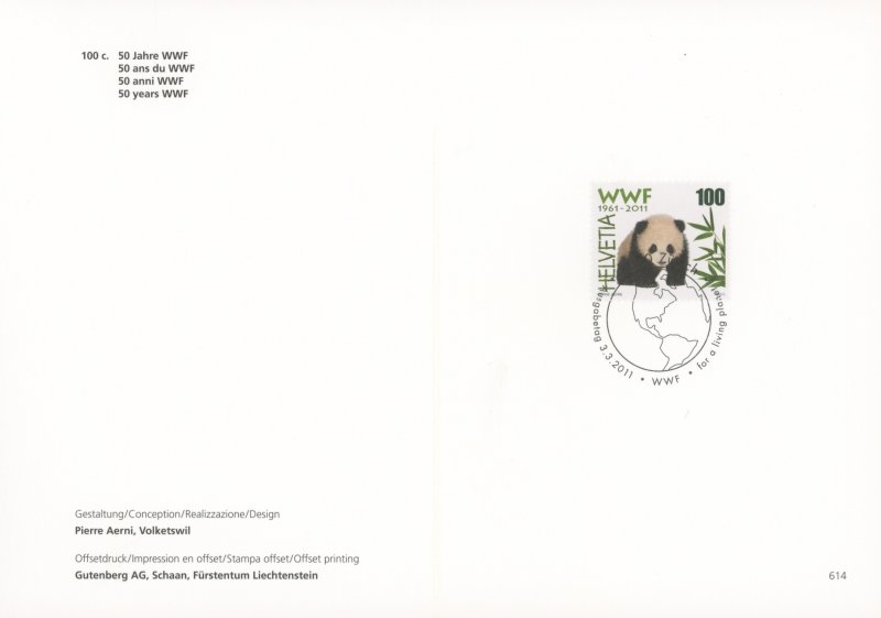 Switzerland 1411 WWF panda  PTT Presentation Booklet FDC cancel (002743 591)