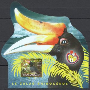 B1303 2014 Central Africa Fauna Birds Toucans Le Calao Rhinoceros ! Shape Bl Mnh