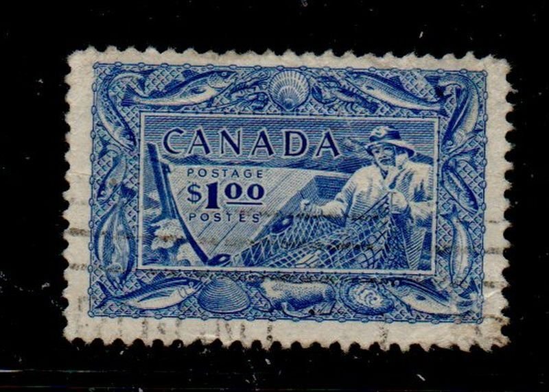 Canada Sc 302 1951 $1 Fishing Industry stamp used