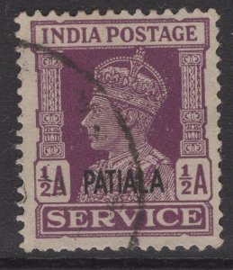 INDIA-PATIALA SGO73 1942 ½a PURPLE USED