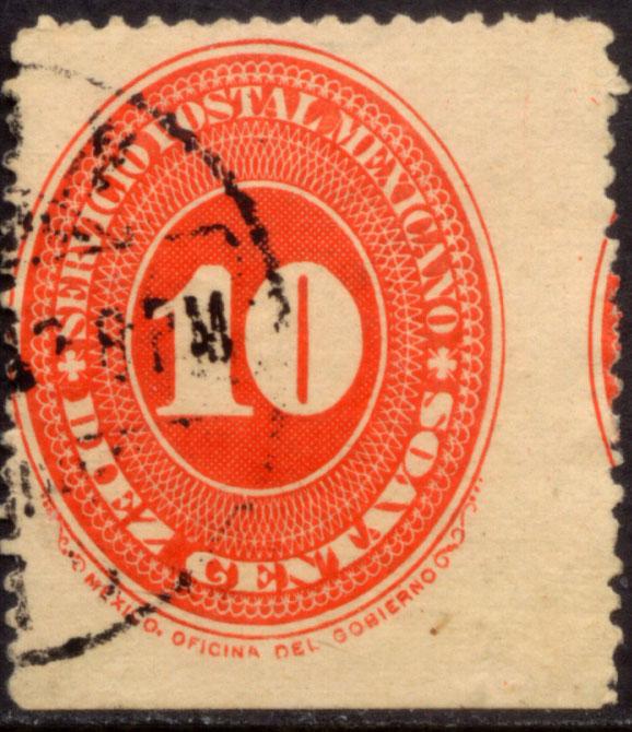 MEXICO 225 10cts LARGE NUMERAL WATERMARKED, USED. (141)