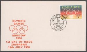 Zimbabwe, First Day Cover, Olympics