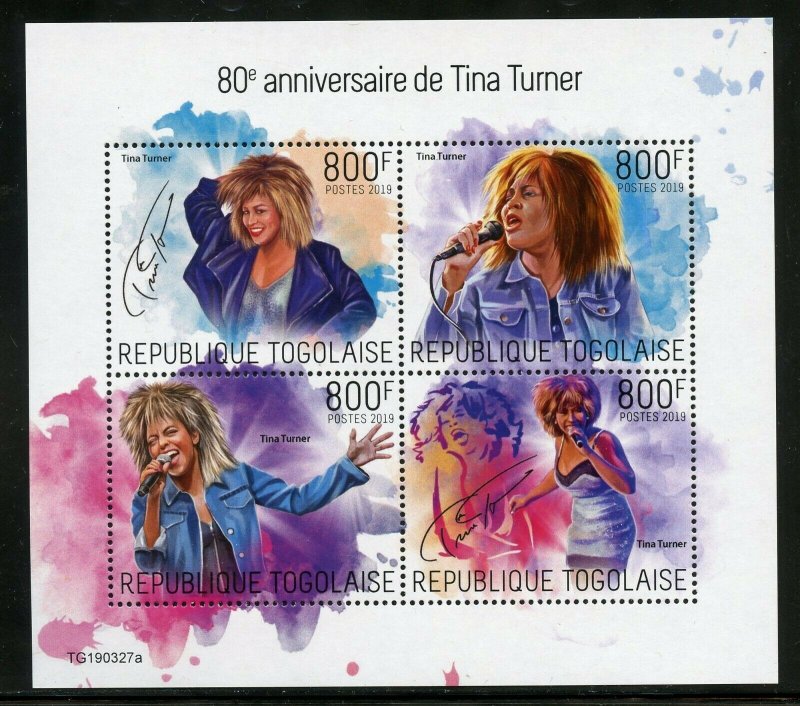 TOGO 2019  80th ANNIVERSARY OF TINA TURNER SHEET MINT NH