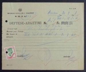 ALBANIA - REVENUE STAMPS ON DOCUMENT RR! albanien stempelmarke italy fiscal J14