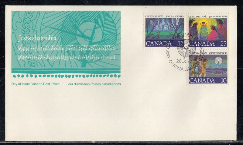 Canada Scott 741-3 Combo FDC - 1977 Christmas Issue