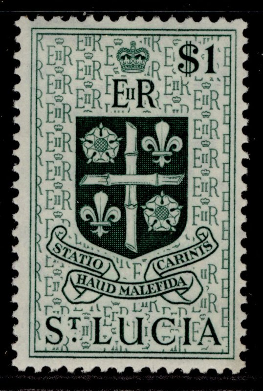 ST. LUCIA QEII SG183, $1 bluish green, M MINT. 