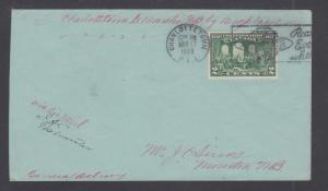 Canada Sc 142 on 1928 AIR MAIL cover CHARLOTTETOWN PEI to MONCTON, NB