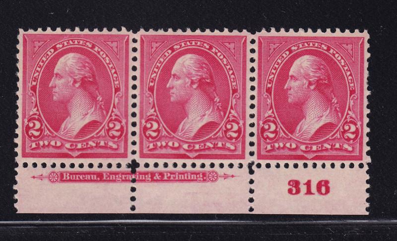 267 plate # strip of 3 VF-XF never hinged with nice color ! see pic !