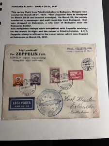 1931 Hungary Graf Zeppelin Airmail Cover Budapest 73 to Erlangen Germany LZ 127 