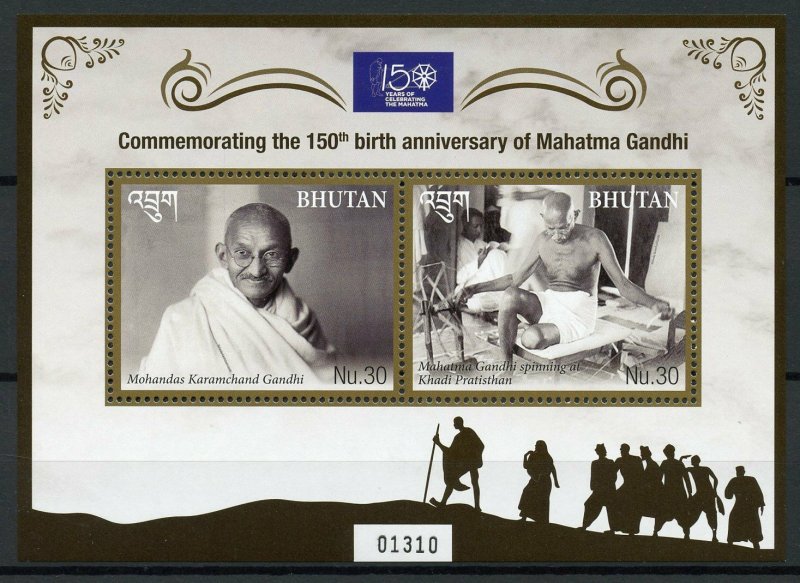 Bhutan Stamps 2019 MNH Mahatma Gandhi Famous People Historical Figures 2v M/S