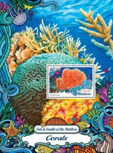 MALDIVES - 2016 - Corals - Perf Souv Sheet - Mint Never Hinged