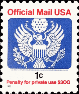 US SC #O154 1995 1¢ Great Seal Official Mail MINT.