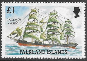 Falkland Islands Scott 498 MNH £1 Criccieth Castle Ship Issue of 1989