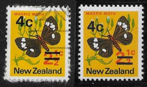 New Zealand #480  MNH & used. overprint. 4c.  Magpie Moth.  Nice