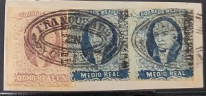 O) MEXICO,  FRANQUEADO EN CELAYA, OVAL CANCELLATION, MIGUEL HIDALGO 8 reales,  M