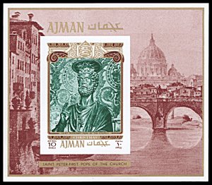 Ajman Michel Block 299B, MNH imperf., Saint Peter, Christmas souvenir sheet