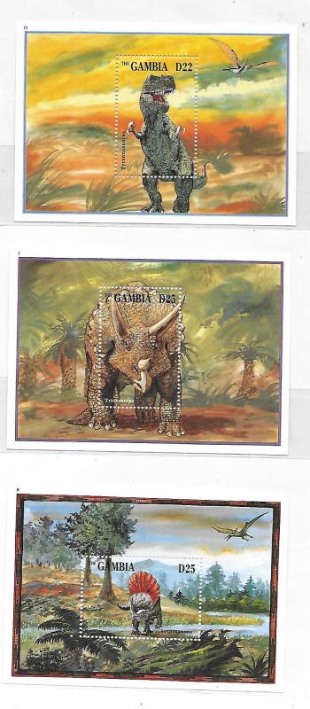 Gambia 1995 Dinosaurs 3 S/S MNH C3