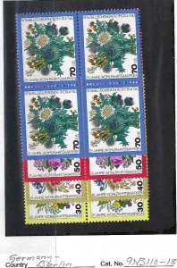 GERMANY BERLIN 9NB110-113 MNH BLOCKS OF 4 [D3]