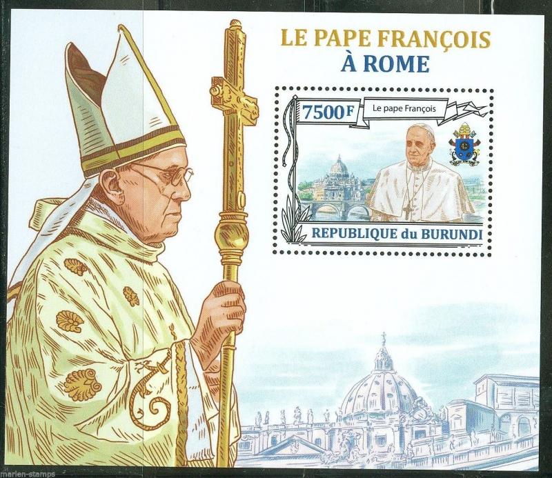 BURUNDI  2013 POPE FRANCIS  SOUVENIR SHEET  MINT NH