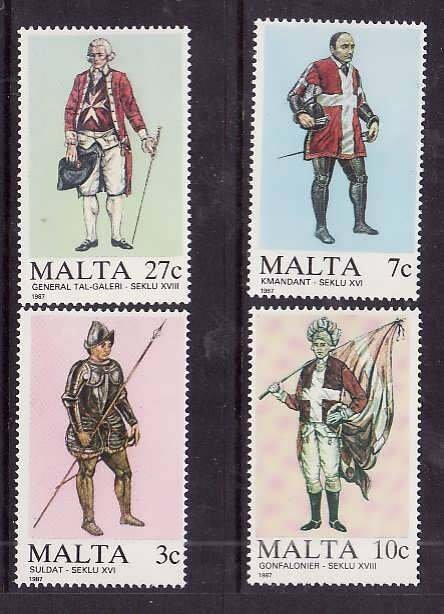 Malta-Sc#696-9- id5-unused NH set-Military-Uniforms-1987-