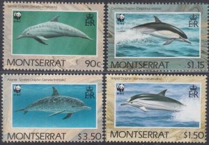 MONTSERRAT Sc # 753-6 CPL MNH SET WORLD WILDLIFE FUND - DOLPHINS