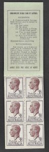 Australia  # 236a  Geo VI - Full Booklet  -  2 panes    (1)  Mint NH